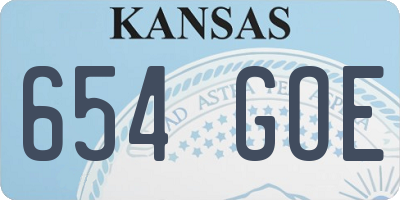 KS license plate 654GOE