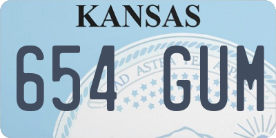 KS license plate 654GUM