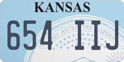 KS license plate 654IIJ