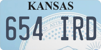 KS license plate 654IRD