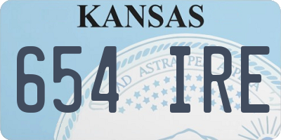 KS license plate 654IRE