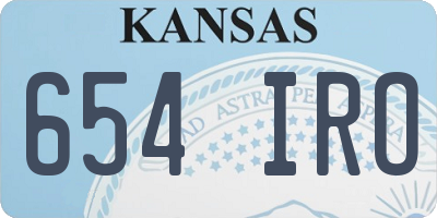 KS license plate 654IRO