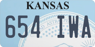 KS license plate 654IWA