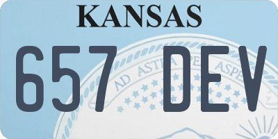 KS license plate 657DEV