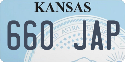 KS license plate 660JAP
