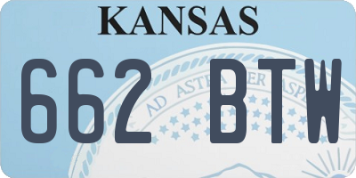 KS license plate 662BTW