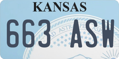 KS license plate 663ASW