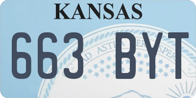 KS license plate 663BYT