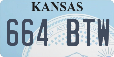 KS license plate 664BTW