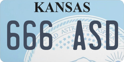 KS license plate 666ASD