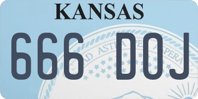 KS license plate 666DOJ