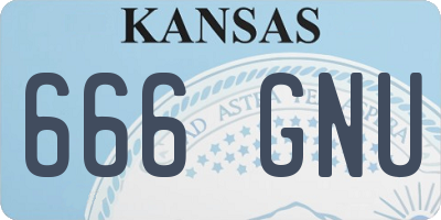 KS license plate 666GNU