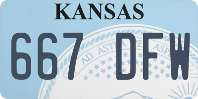 KS license plate 667DFW