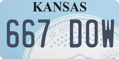 KS license plate 667DOW