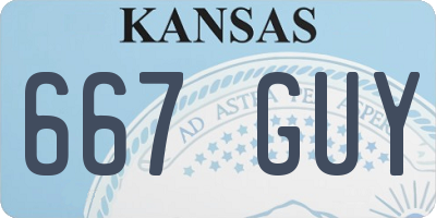 KS license plate 667GUY