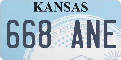 KS license plate 668ANE