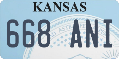 KS license plate 668ANI
