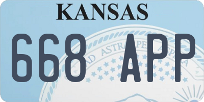 KS license plate 668APP