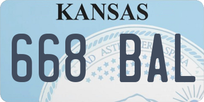 KS license plate 668BAL