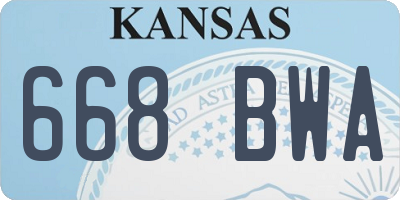 KS license plate 668BWA