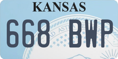 KS license plate 668BWP