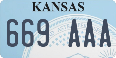 KS license plate 669AAA