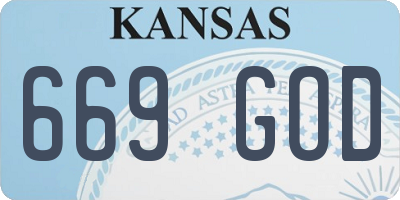 KS license plate 669GOD