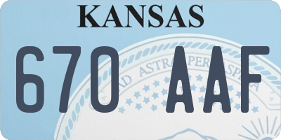 KS license plate 670AAF