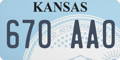 KS license plate 670AAO