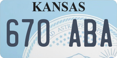 KS license plate 670ABA
