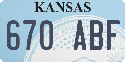 KS license plate 670ABF