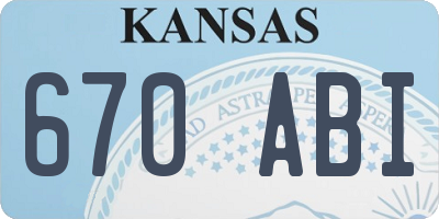 KS license plate 670ABI