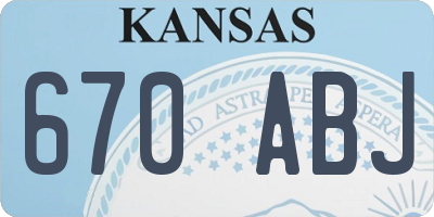 KS license plate 670ABJ