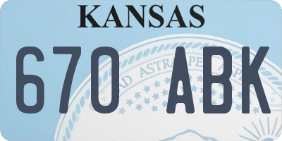 KS license plate 670ABK