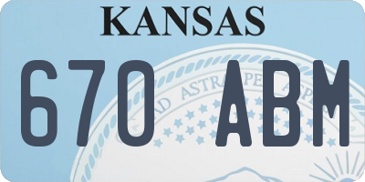 KS license plate 670ABM
