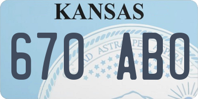 KS license plate 670ABO