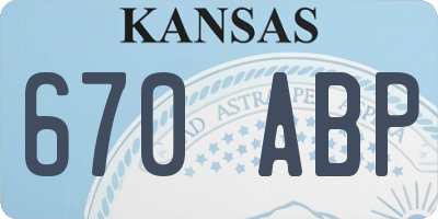 KS license plate 670ABP