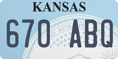 KS license plate 670ABQ