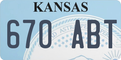 KS license plate 670ABT
