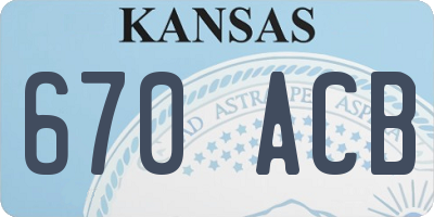 KS license plate 670ACB