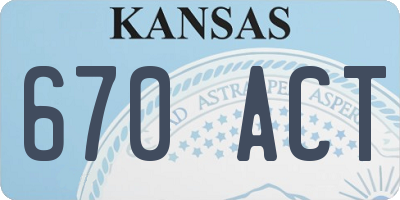 KS license plate 670ACT