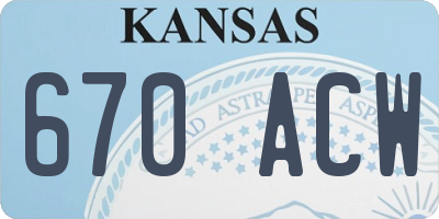 KS license plate 670ACW