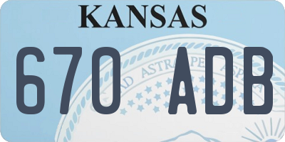 KS license plate 670ADB