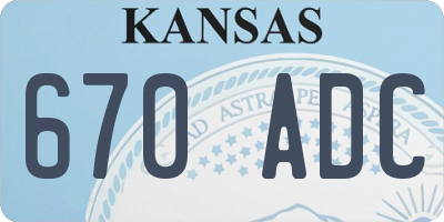 KS license plate 670ADC