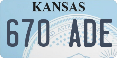 KS license plate 670ADE