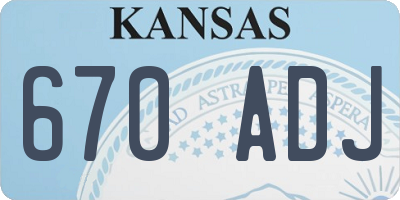 KS license plate 670ADJ