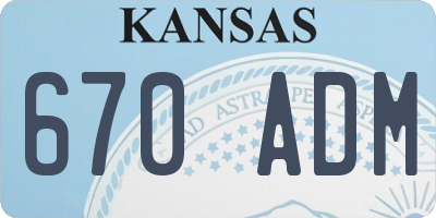 KS license plate 670ADM