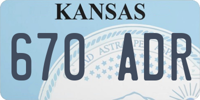 KS license plate 670ADR