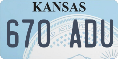 KS license plate 670ADU