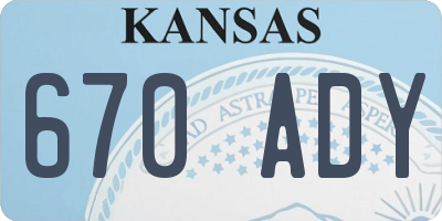 KS license plate 670ADY